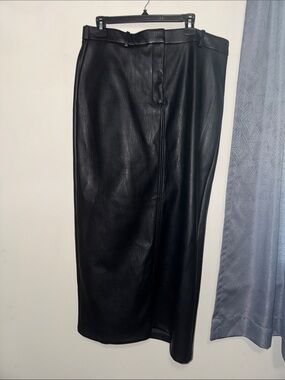 Black Faux Leather Maxi Skirt